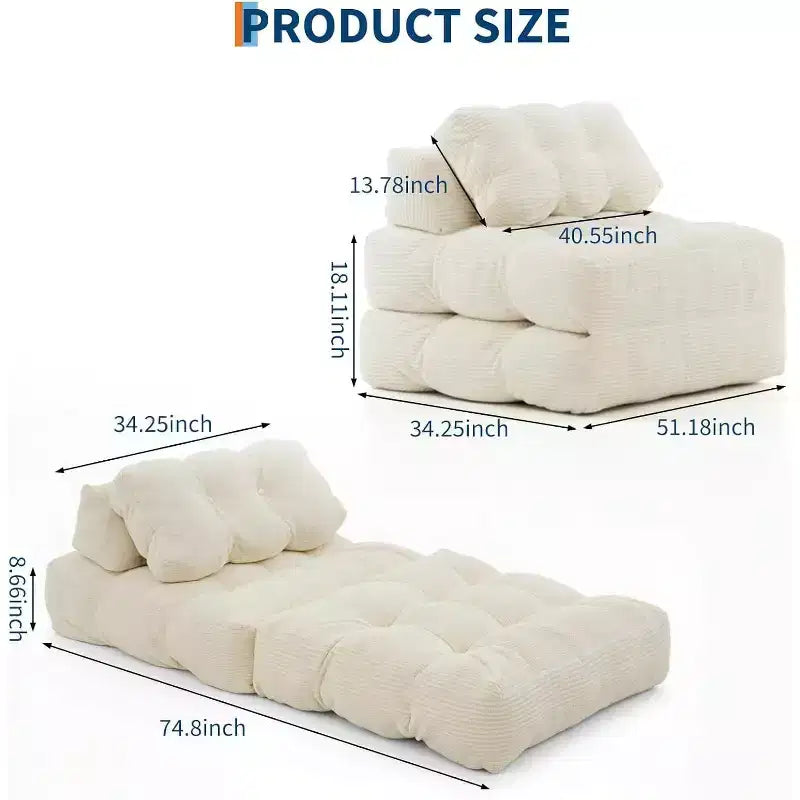 Folding Sofa Bed 2-Pack, Single Convertible Sleeper Chair with Pillow Ergonomic Back Support,Floor Sofa Lounge for Living Room, Bedroom