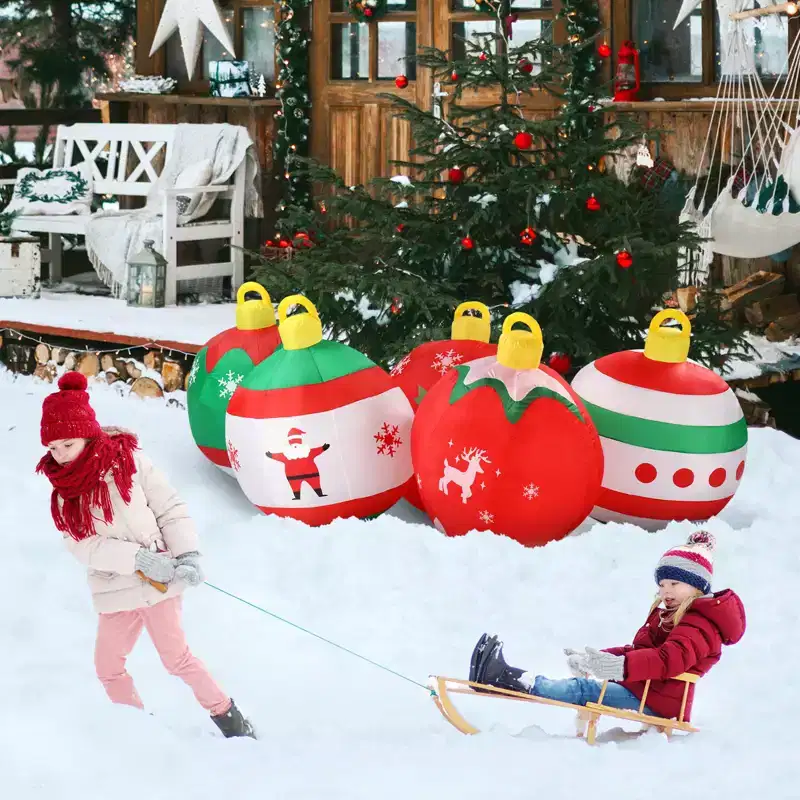 6.9 FT Christmas Inflatable Decoration, Inflatable Five Christmas Balls, Funny Blow Up Yard Decorations for Holiday Party Front Yard Lawn Garden Decor