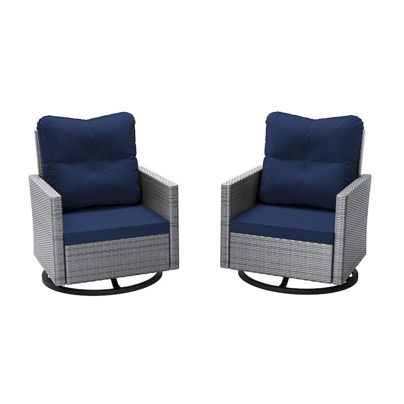 UPHA Outdoor Patio Swivel Rocking Lounge Chair with Cushion, Set of 2