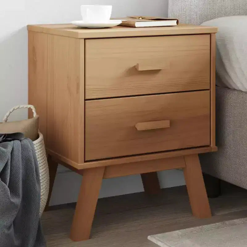 vidaXL Bedside Cabinet Storage End Table Bedroom Furniture Solid Wood Pine - Brown