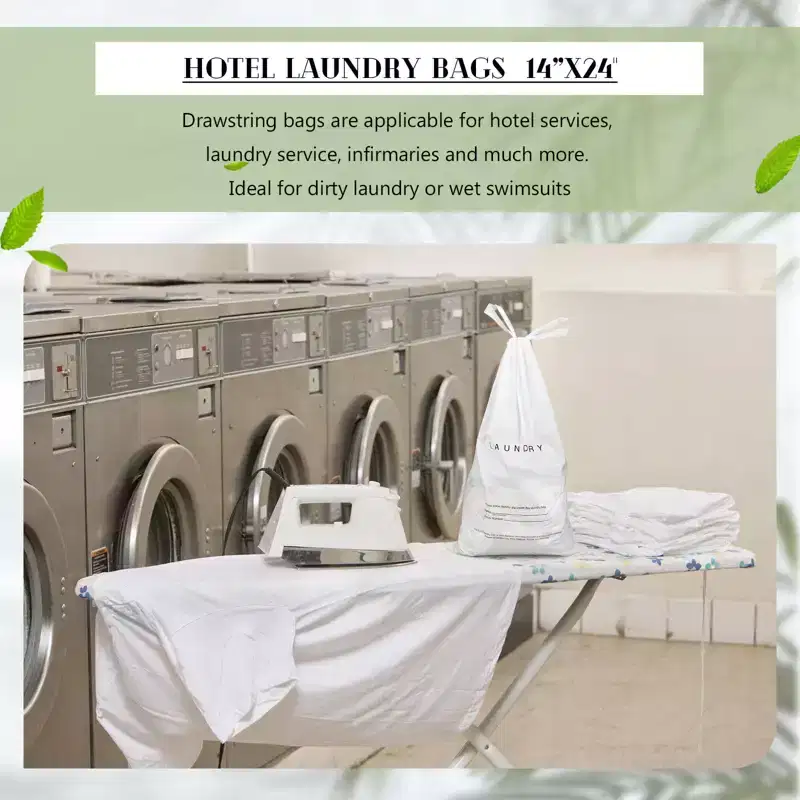 Narwey 200 Pack Hotel Laundry Bags Bulk 1.38 Mil 14 x 24 Laundry Plastic