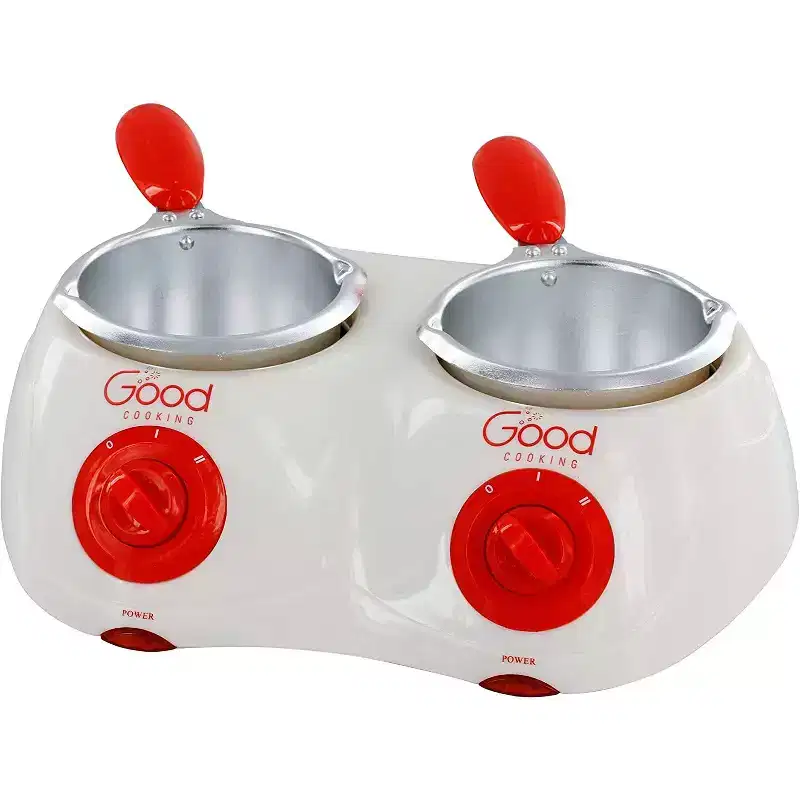 Dual Electric Chocolate Fondu Melting Pot Gift Set - Candy Making or Cheese Fondue Fountain Kit w 30 Free Accessories including Molds, Trays, Forks,