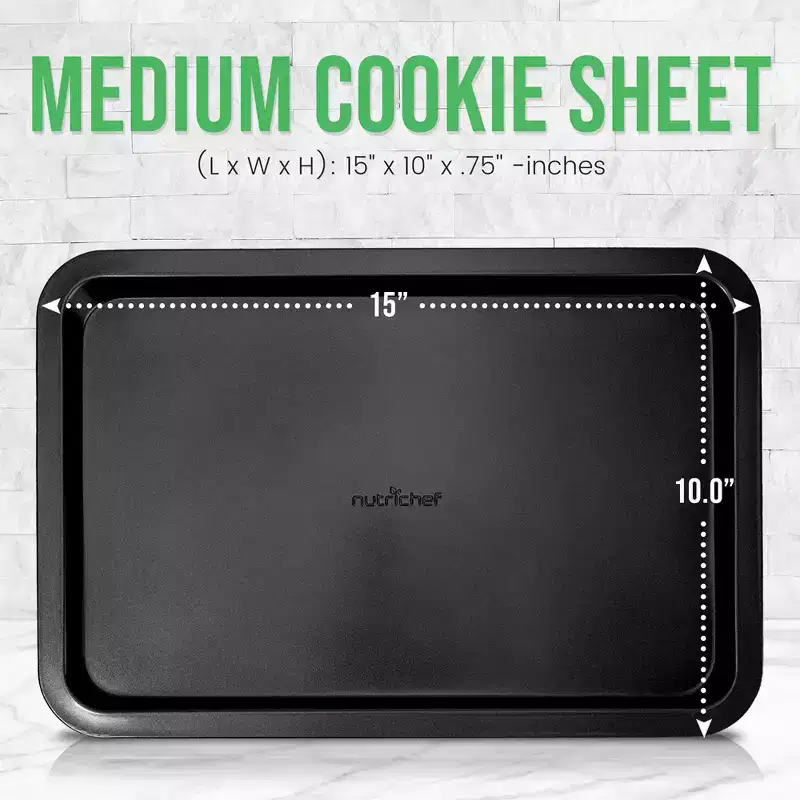 Nutrichef 15 Medium Cookie Sheet-Deluxe Nonstick Gray Coating Inside & Outside