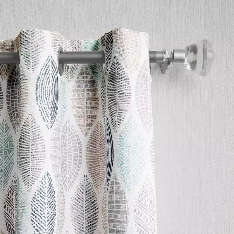 Hotaru Leaf Print Semi-Sheer Grommet Curtain Panel - No.918