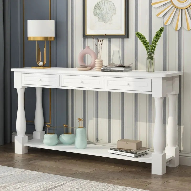 Console Table for Entryway with Storage Drawers and Shelf