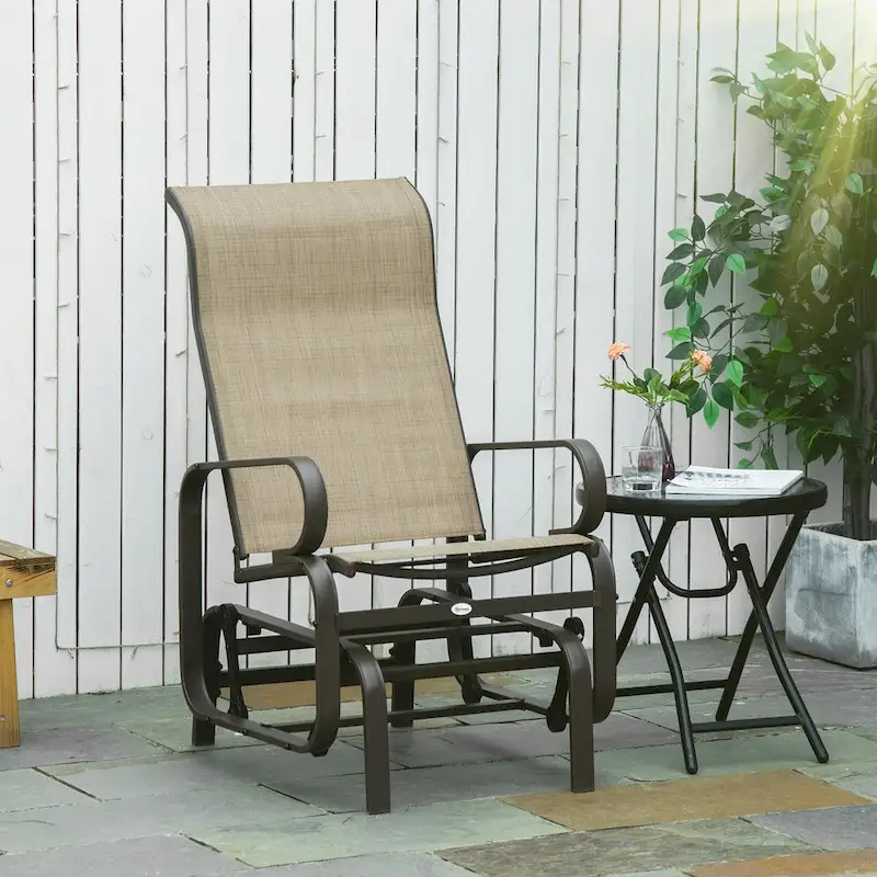 Outdoor Glider Chair with Smooth Rocking Mechanism