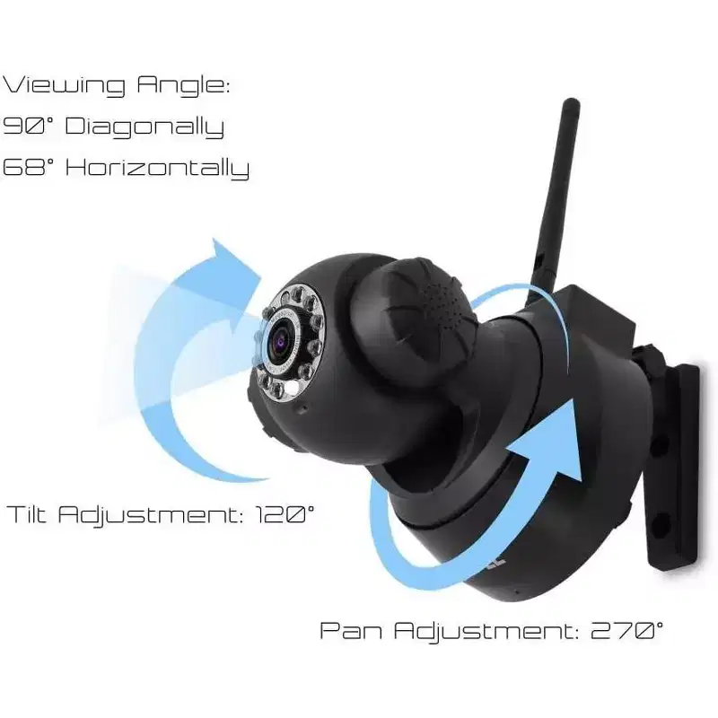 Pyle PIPCAM5 Smart IP Surveillance Camera  Wi-Fi Enabled, Motion Detection, Pan/Tilt Control, Remote Viewing App, Video Recording