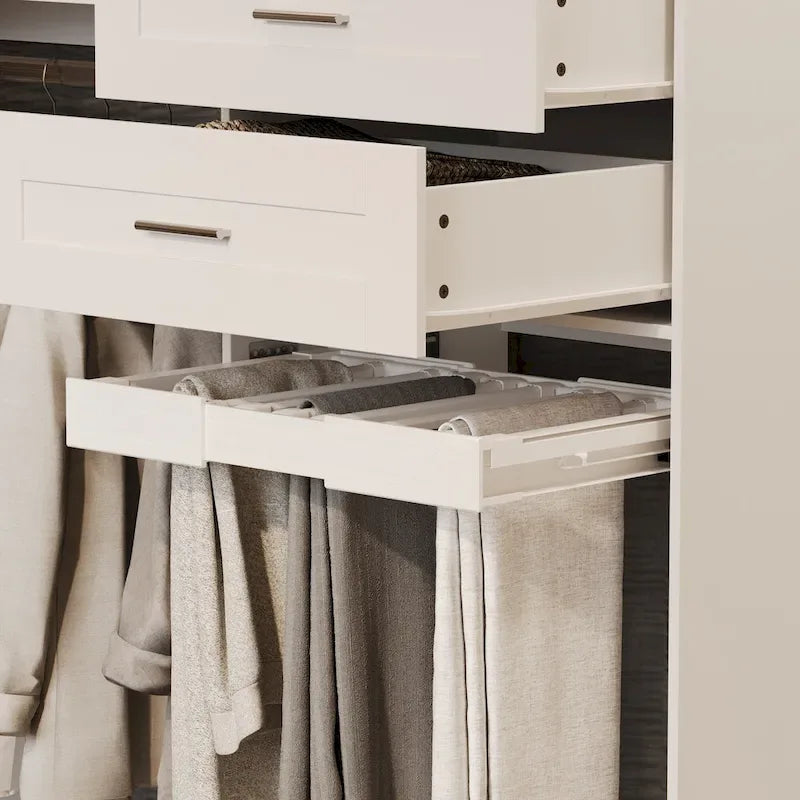 Corner Wardrobe Closet with 2 Hanging Rods, Pants Rack, and Shoe Storage Organizer Armoires