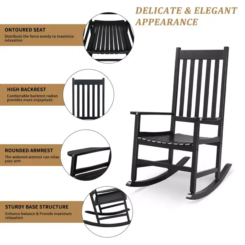 Karl Home | Solid Wood Patio Rocking Chairs (Set of 2)