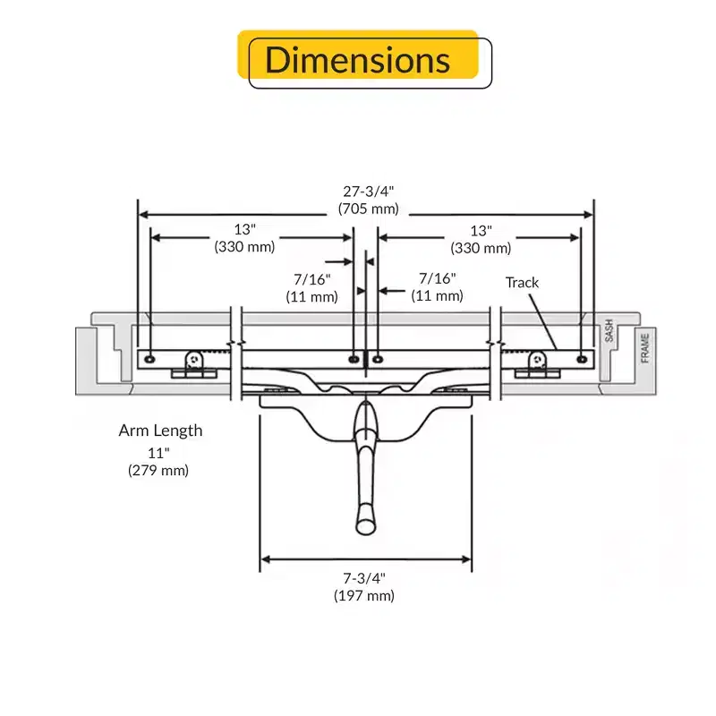 Brixwell 29-128-1 Pivot Shoe Operator for Single Vent Awning Windows 27-3/4 Length, 11 Arm Length, Bronze Finish
