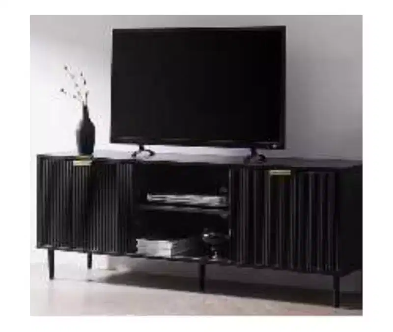 Modern TV Consoles for Living Room 75 in TVs, Entertainment Stand with 2 Large Storage Cabinets, Fluted Panel Design Media Console