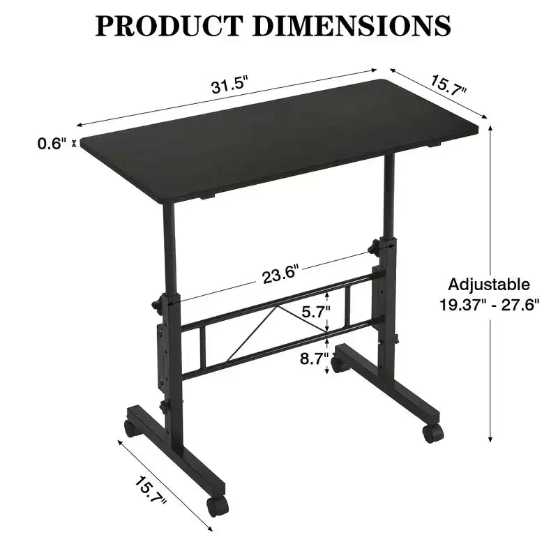VECELO Small Standing Desk Adjustable Height, Mobile Computer Workstations with Wheels, Portable Rolling Laptop Table for Office
