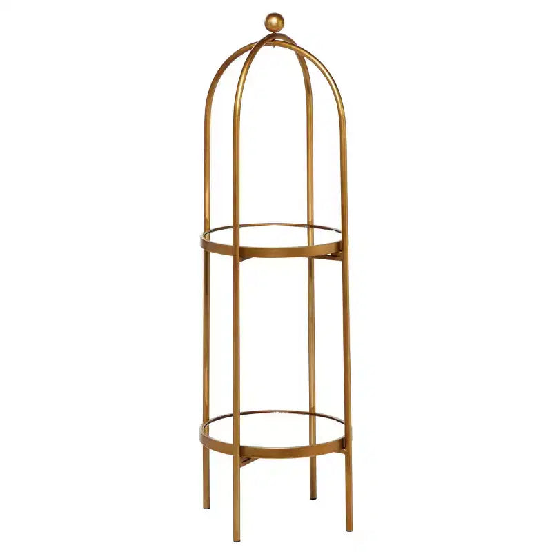 Olivia & May Glam Metal Shelving Unit Gold: Luxury Storage, No Assembly, 2-Tier Bookcase