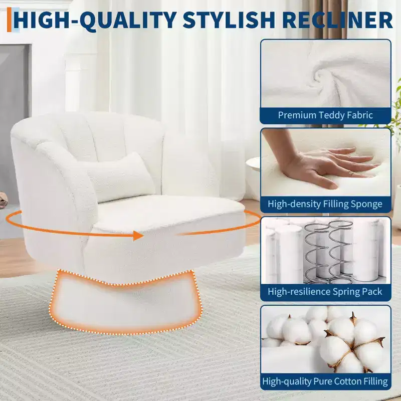 Modern Swivel Barrel Accent Chair, 360 Degree Velvet Upholstered Armchair with Striped Backrest & Plush Padding, Comfy Round Lounge Chair 2 PCS