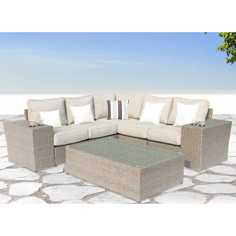 Chelsea Grey Wicker 8-piece Patio Sectional Sofa Set by Living Source International