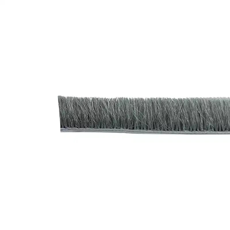 Brixwell QLWU-008 100ft Roll Storefront Door Pile Weatherstrip, 0.350 Pile Height, 0.350 Backing Width-Gray