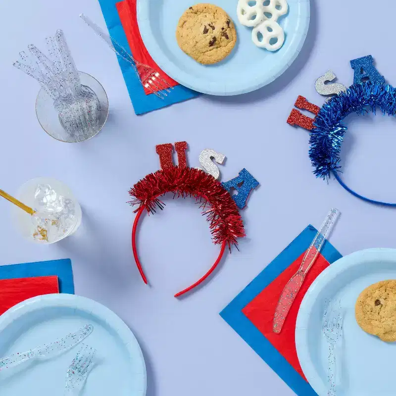 30ct 4th of July USA Red/White/Blue Glitter Cutlery - Spritz™