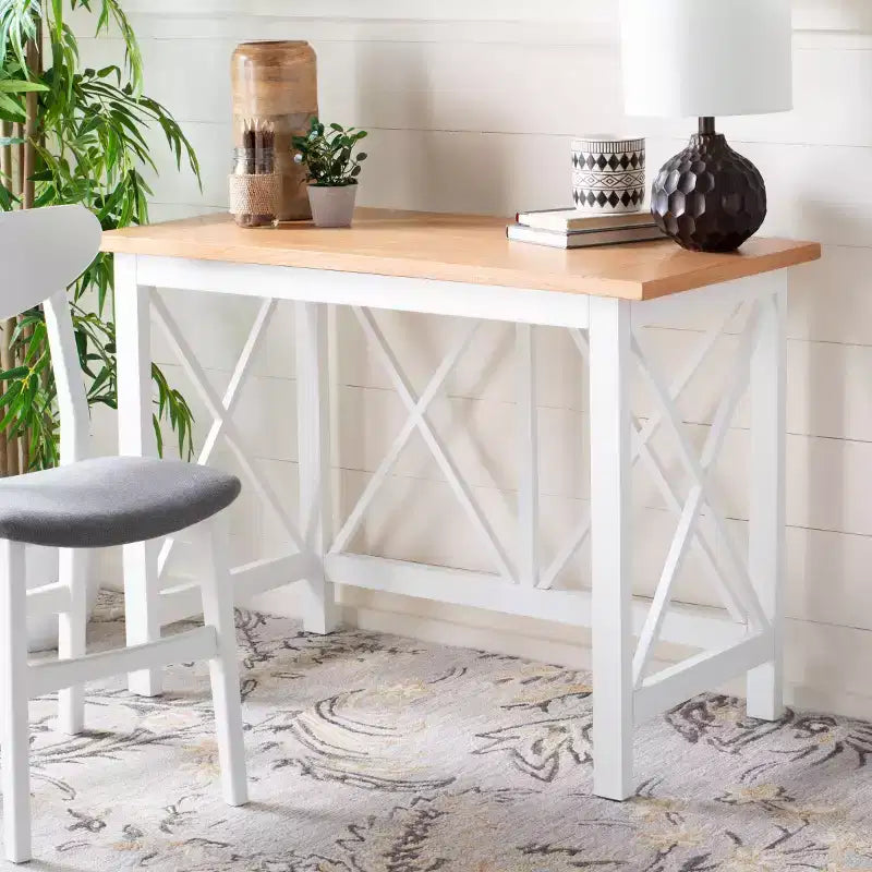 Freyr Desk - DSK5008 - Natural/White - Safavieh