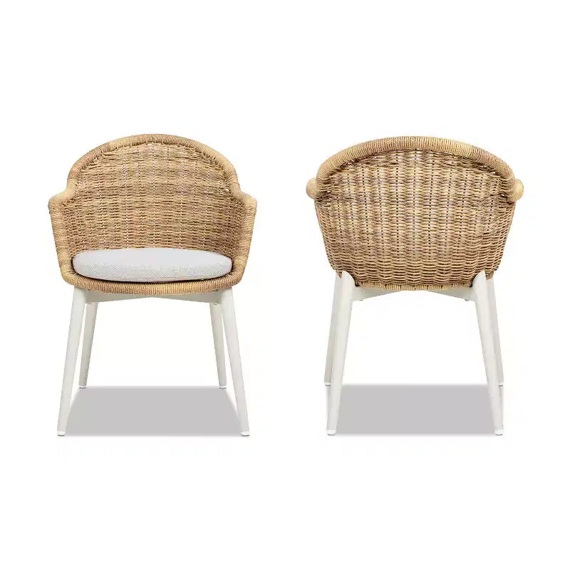 Jennifer Taylor Home Santorini 19 Wicker Back Outdoor Patio Dining Chair, Set of 2, Wheat Beige Axroma Olefin