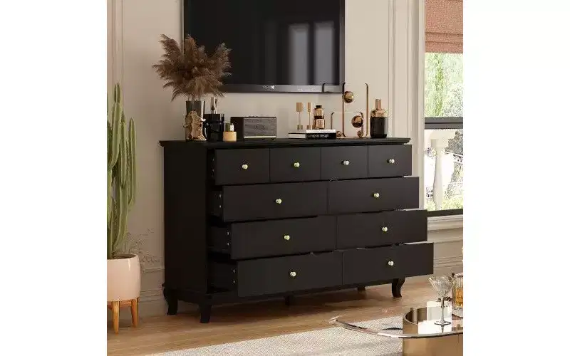 Famapy 10-Drawer Black Paint Finish Dresser Chest of Drawers Cabinet