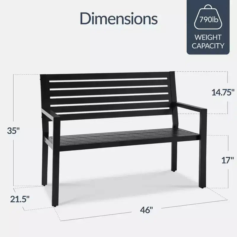 Best Choice Products Outdoor Metal Bench Patio Garden Bench, 790lb Capacity, Steel Slatted Seat with Armrests