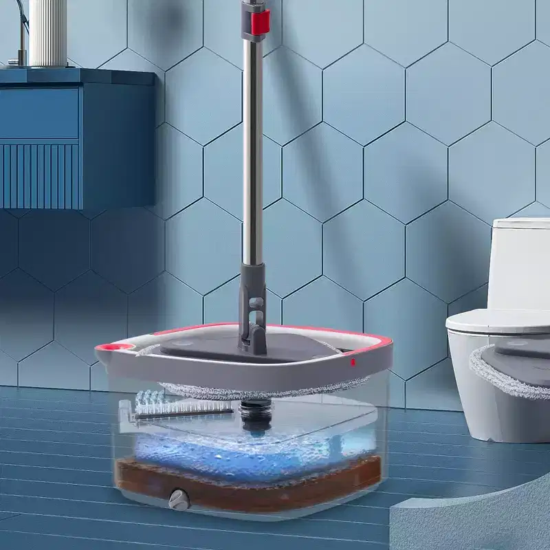 True & Tidy TrueClean Spin Mop & Bucket System with Silicone Sweeper: Microfiber, Plastic, Cleaning Tools, Gray