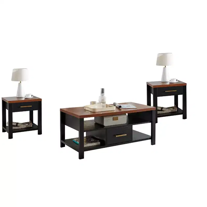 Kings Brand Furniture Sendero 3-Piece Occasional Table Set, Modern Coffee Table with Side Table Set, Perfect Living Room Table Set