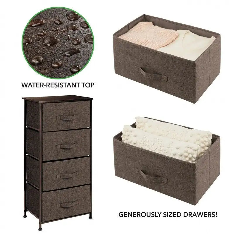 Tall Dresser Storage Tower Stand with 4 Removable Fabric Drawers