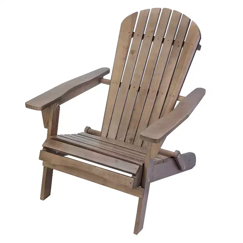 Folding Large Size Adirondack Chair Pine Wood with Ottoman and End Table