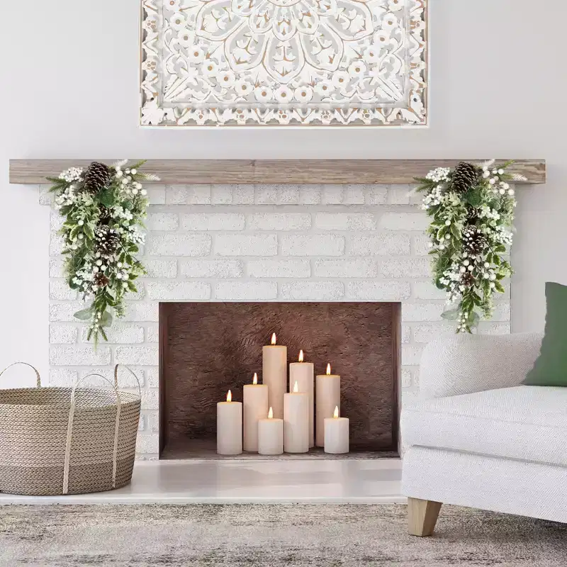 Northlight Glittered Berries and Eucalyptus Artificial Christmas Teardrop Swag - 24 - Unlit