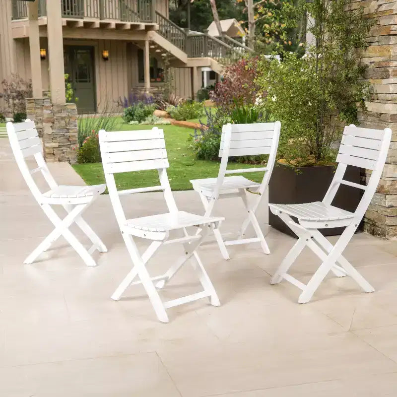 GDFStudio Rabion Outdoor Acacia Wood Folding Dining Chairs (Set of 4), White