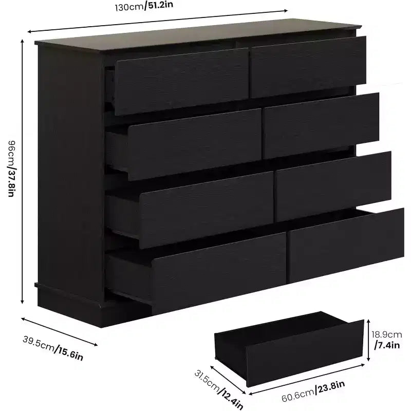 8 Drawer Dressers for Bedroom, Chest of Drawers with Deep Drawers, Large Double Dresser for Closet with Wide Top