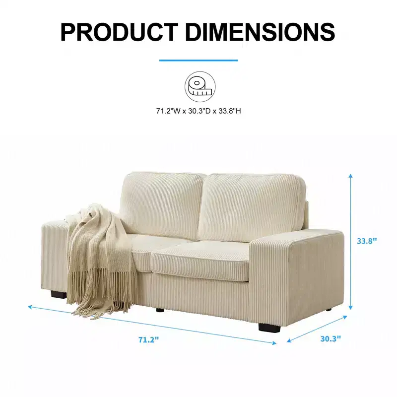 Mjkone 71 Loveseat Sofa Couch, Corduroy Couch for Small Spaces