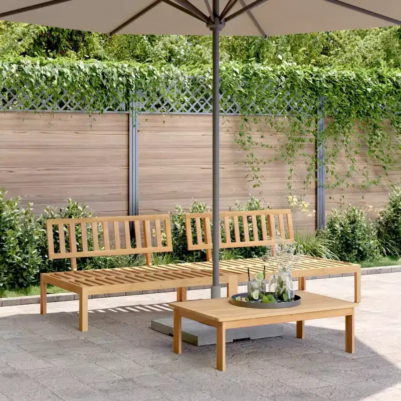 vidaXL Patio Pallet Middle Sofas 2 pcs - Acacia Wood - Modular Design for Garden/Patio/Terrace - 47.2x36.2x27.2