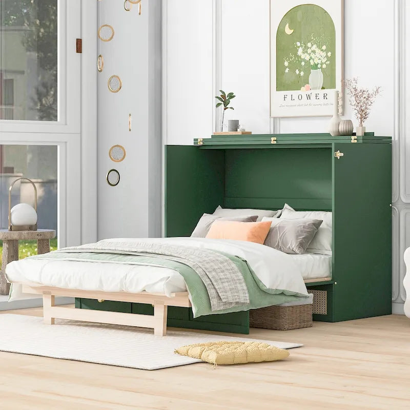 Nestfair Full Size Murphy Bed with Large Drawers