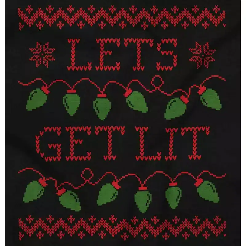 Ugly Christmas Lights Lets Get Lit Sweatshirt for Men or Women Brisco Brands