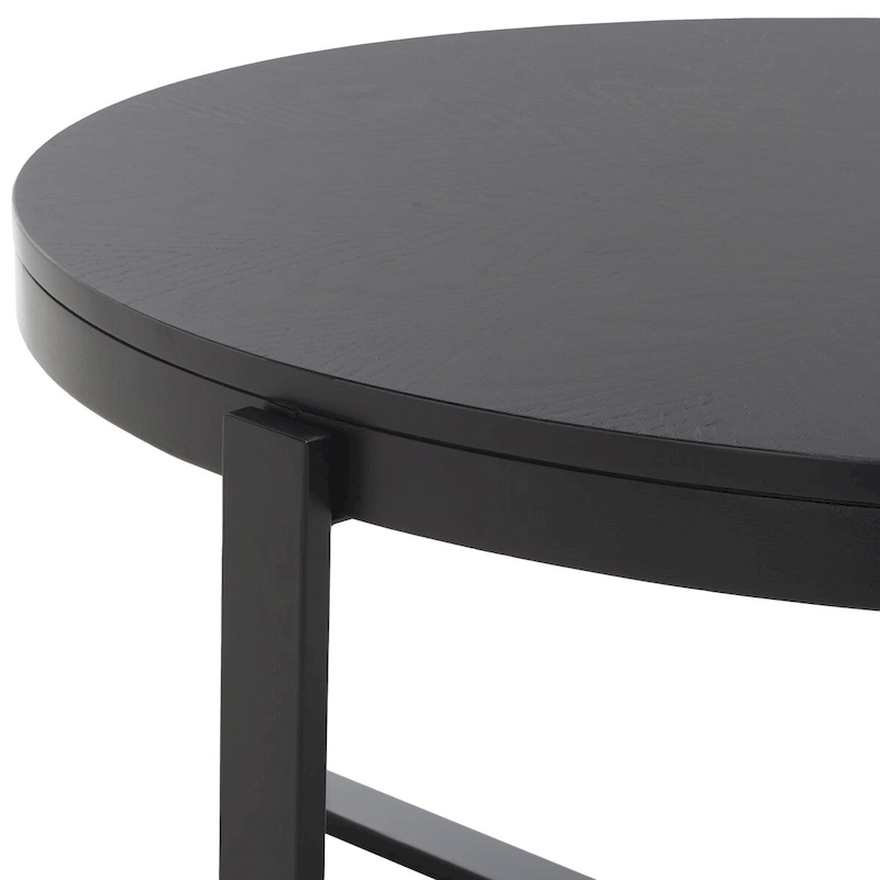 SAFAVIEH Deetta White Marble/ Black Round Coffee Table - 36 W x 36 D x 18 H - 36Wx36Dx18H