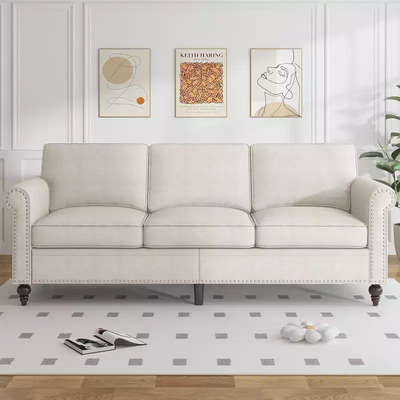Mjkone 3 Piece Linen Living Room Sofa Set,Modern 3-Seater Sofa Couch&Loveseat Sofa&Single Sofa Armchair Set