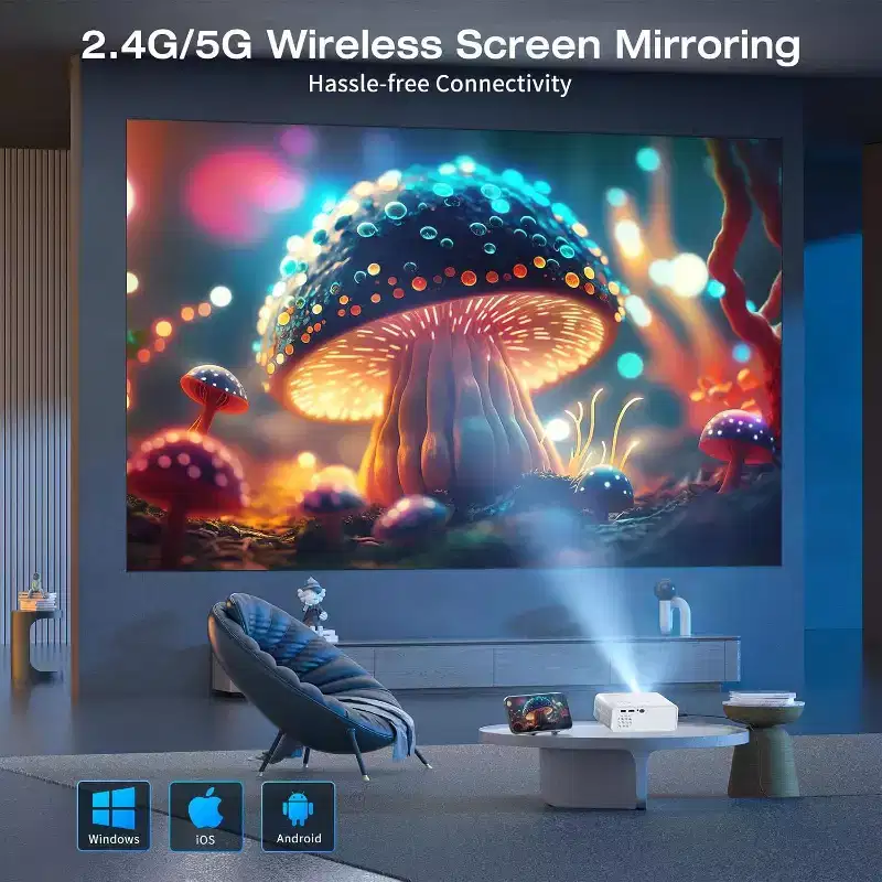 ELEPHAS Mini Projector, 4K Supported, Projector for Indoor Movies,Zoom, Home Theater