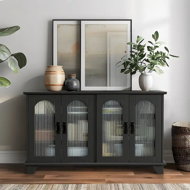 45in.W x 26in.H Media Storage Stands TV Stands with Arch Glass Door