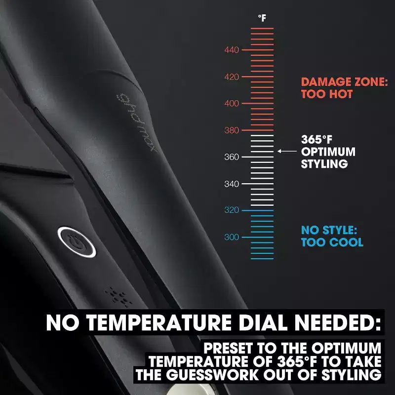 ghd Max Styler 2 Flat Iron Hair Straightener, Professional Wide Ceramic Plates Hair Styling Tool for Long, Thick, and Curly Hair - Black