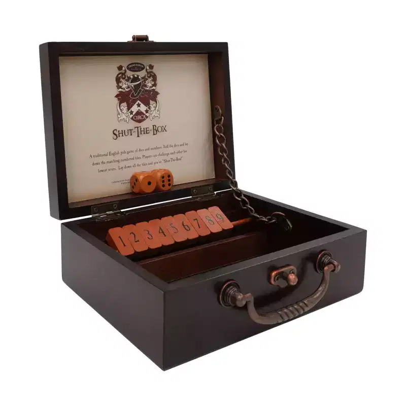 Front Porch Classics Circa Shut the Box Board Game: Math Focus, 20-60 Min Play, Includes Dice & Instructions