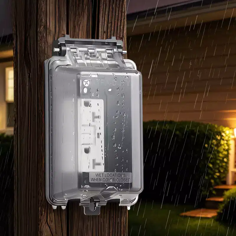 VEVOR Outdoor Outlet Cover, 1-Gang Weatherproof Electrical Outlet Cover with Lockable Design, High-Strength PC Material, Clear+Black