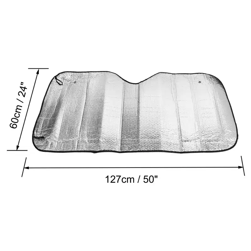 Unique Bargains Brim Aluminium Foil Exterior Car Front Window Sunshade Visor 50 x 24 Black 1 Pc