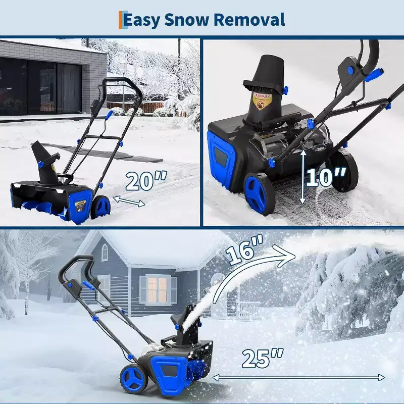 20in 40V Cordless Snow Blower, Brushless Motor Electric Snow Removal with LED Light, Battery & Charger, 23ft Snow Thrower with 180 Chute